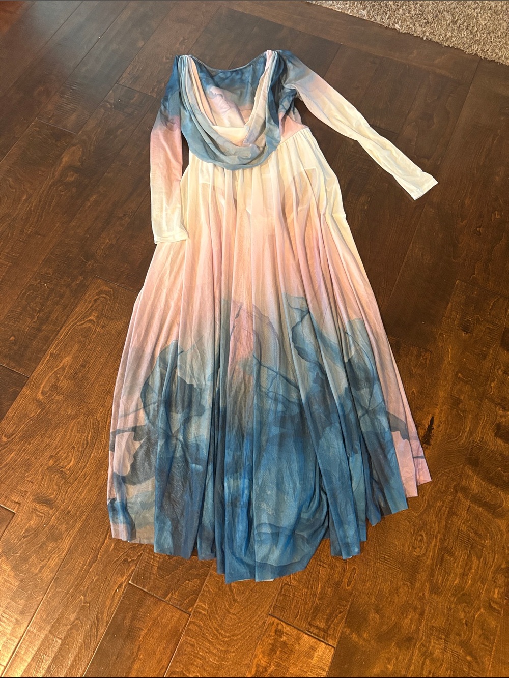 Ombre Blue and Pink Long Sleeve Dance Costume